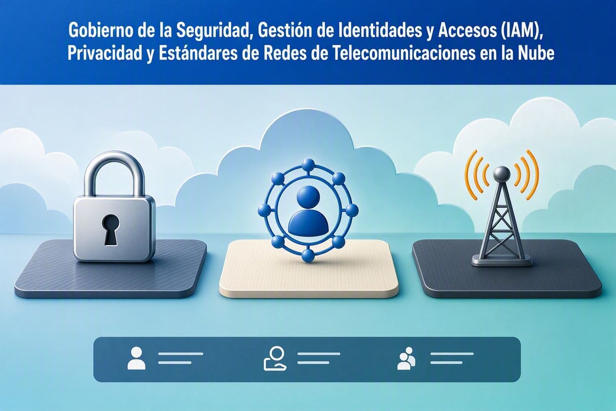 Gobierno de la Seguridad, Gesti&oacute;n de Identidades y Accesos (IAM), Privacidad y Est&aacute;ndares de Redes de Telecomunicaciones en la Nube